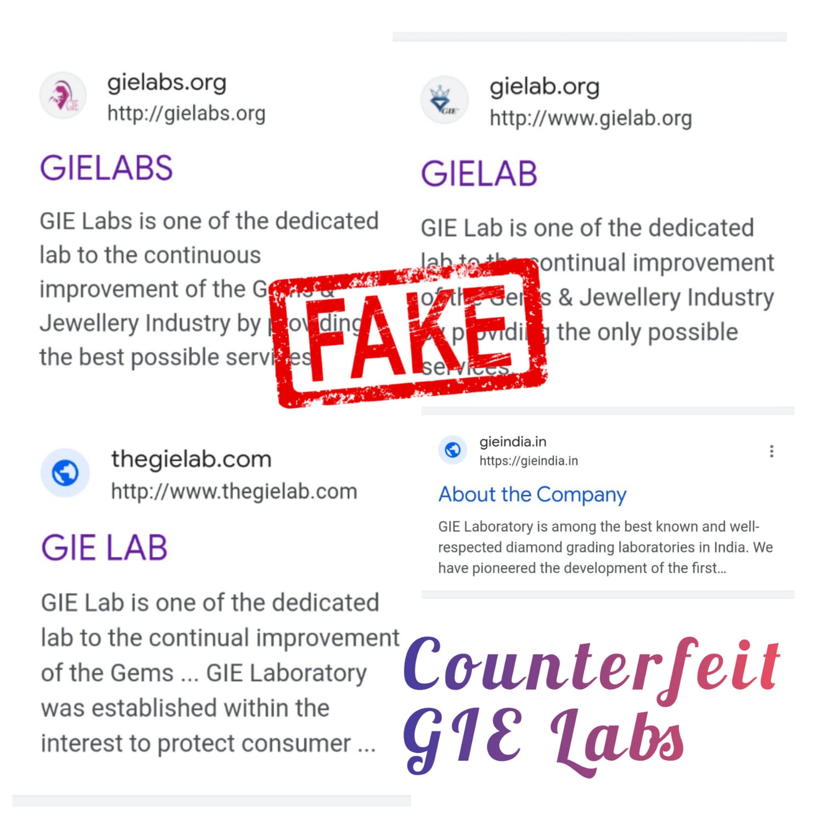 Fake GIE websites notice