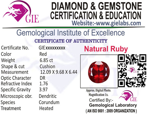 GIE Certificate with new QR code